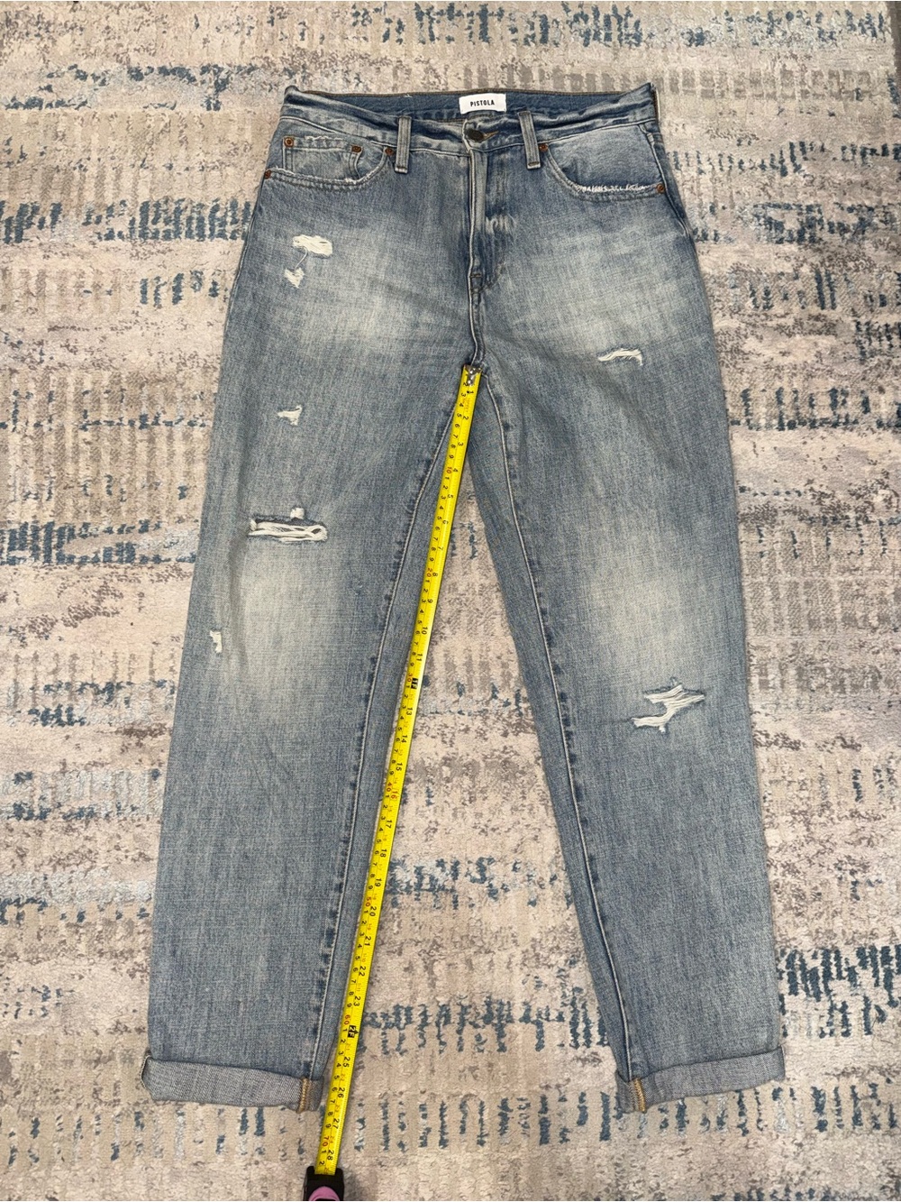 pistola Light Blue Distressed Ankle Jeans